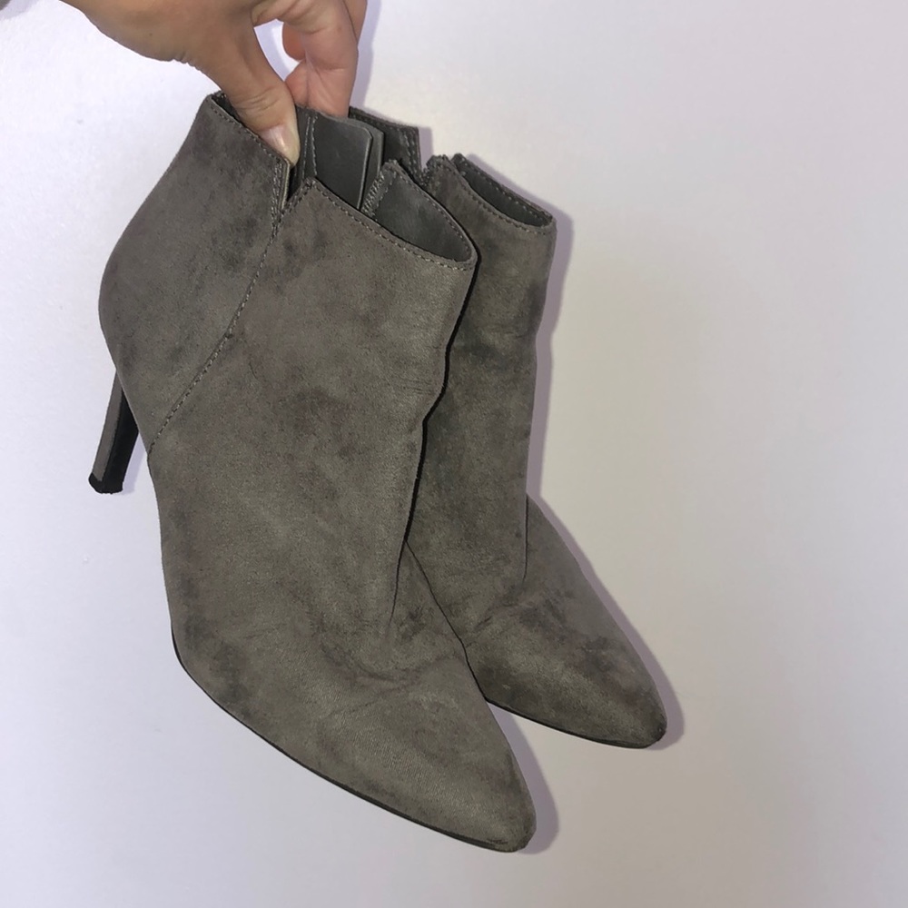 Grey suede booties